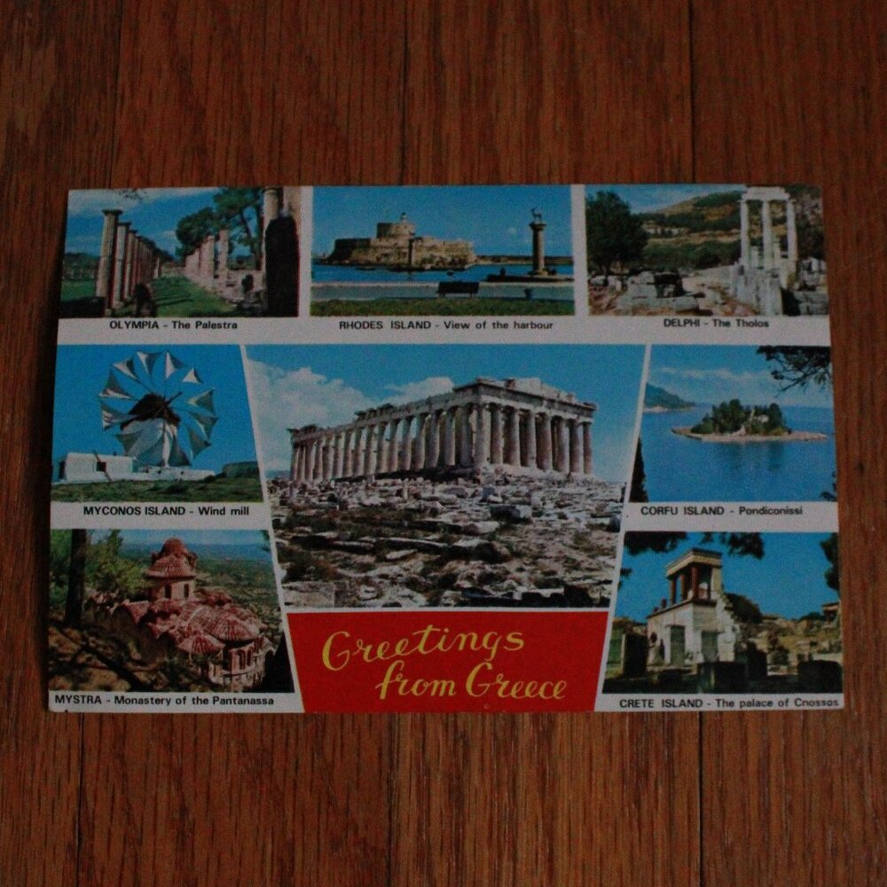Vintage "Greetings from Greece" Souvenir Postcard